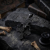 Vintage Baphomet Ram's Head Stainless Steel Cross Pendant