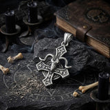 Vintage Baphomet Ram's Head Stainless Steel Cross Pendant