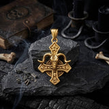 Vintage Baphomet Ram's Head Stainless Steel Cross Pendant