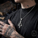Vintage Baphomet Ram's Head Stainless Steel Cross Pendant | Gthic.com