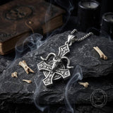 Vintage Baphomet Ram's Head Stainless Steel Cross Pendant | Gthic.com