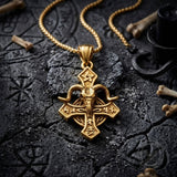 Vintage Baphomet Ram's Head Stainless Steel Cross Pendant