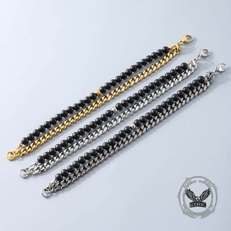 Vintage Beads Cuban Chain Stainless Steel Bracelet
