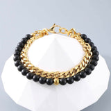 Vintage Beads Cuban Chain Stainless Steel Bracelet