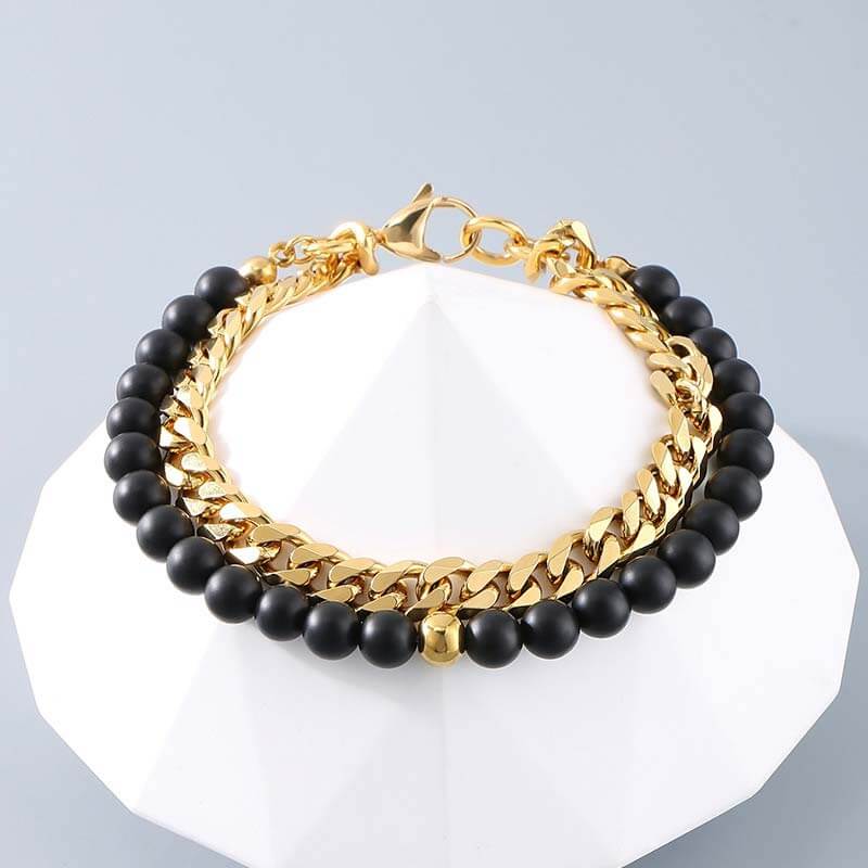 Vintage Beads Cuban Chain Stainless Steel Bracelet