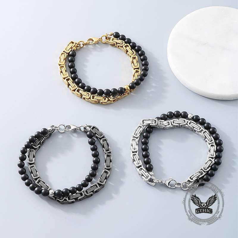 Vintage Beads Imperial Chain Stainless Steel Bracelet 01 | Gthic.com