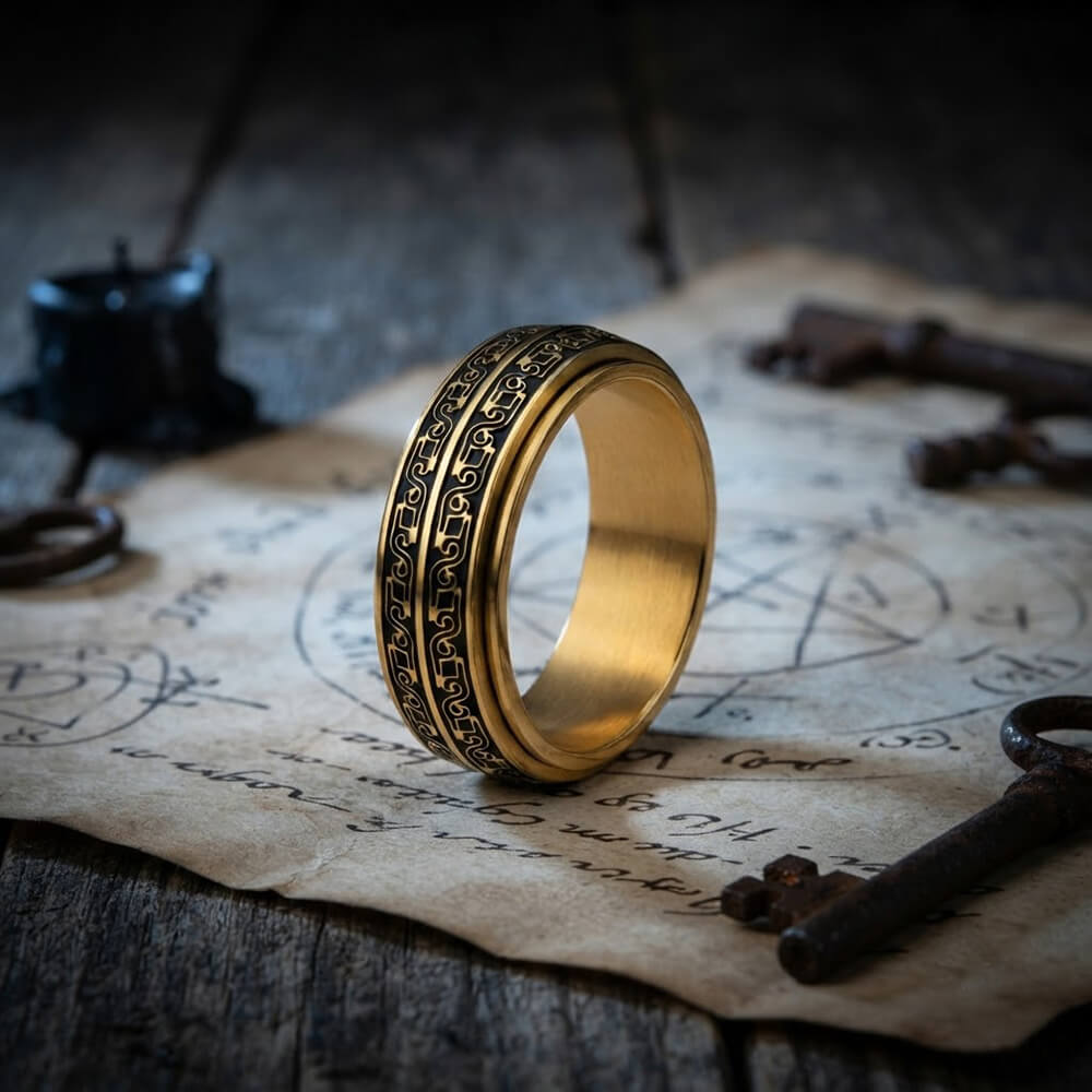 Vintage Beast-Motif Scrollwork Stainless Steel Spinner Ring