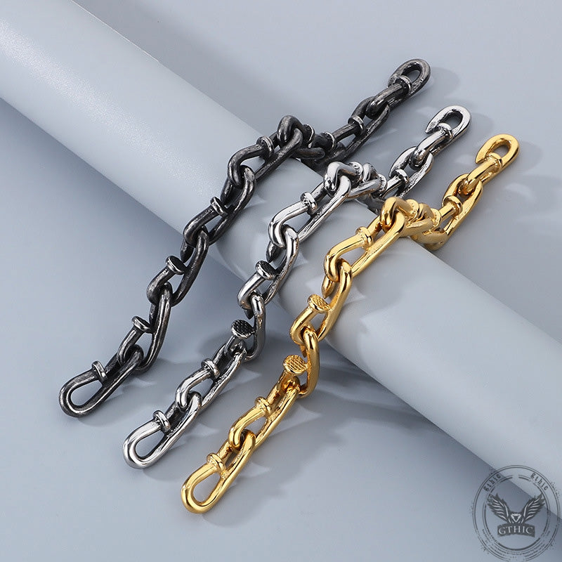 Vintage Bent Nail Stainless Steel Bracelet | Gthic.com