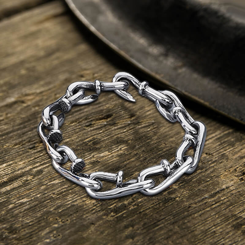 Vintage Bent Nail Stainless Steel Bracelet | Gthic.com