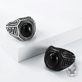 Vintage Black Gemstone Stainless Steel Versatile Ring | Gthic.com