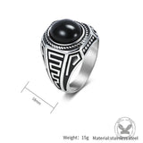 Vintage Black Gemstone Stainless Steel Versatile Ring