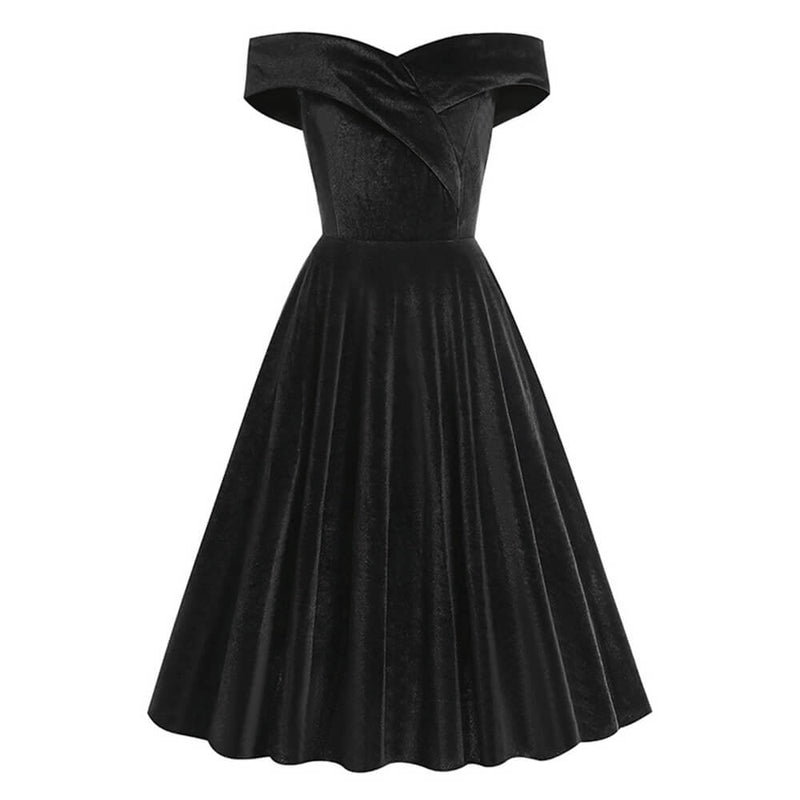 Vintage Black One Shoulder Waist Prom Dress| Gthic.com