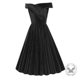 Vintage Black One Shoulder Waist Prom Dress