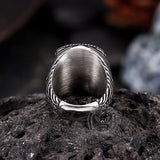 Vintage Black Onyx Eagle Stainless Steel Ring