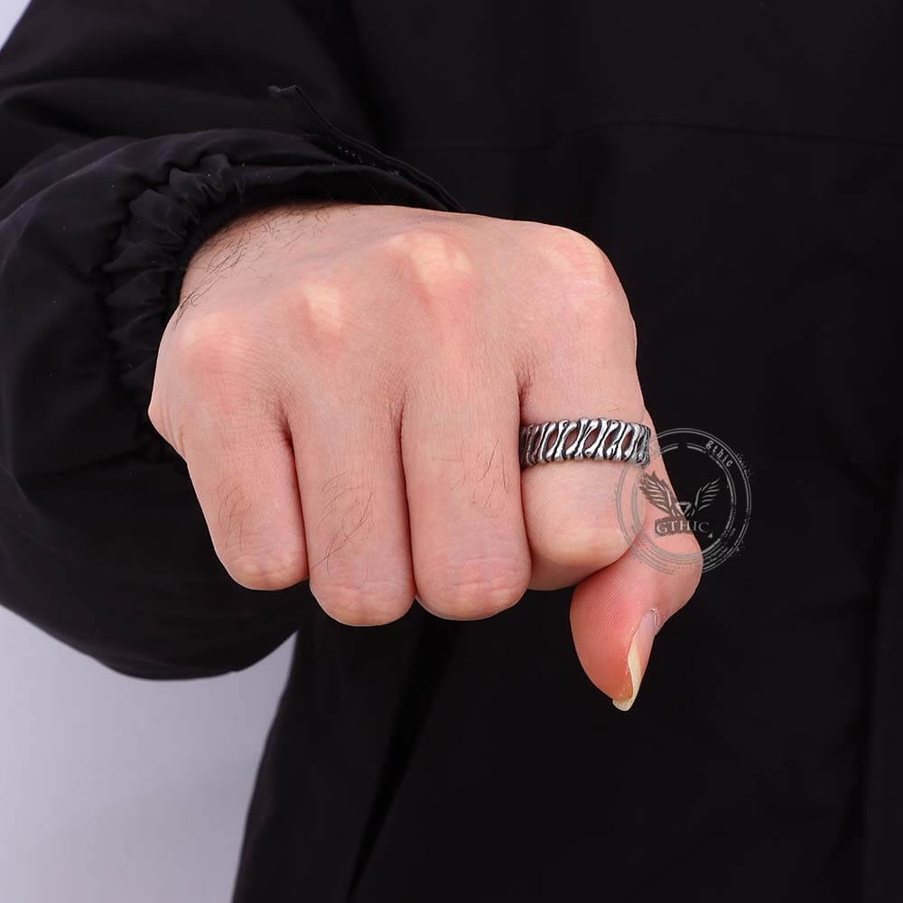 Anello teschio in acciaio inossidabile con logo Skull and Bones