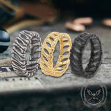 Vintage Bones Splicing Hollow Stainless Steel Ring 01 | Gthic.com