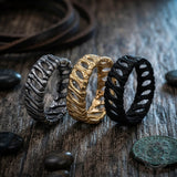 Bague tête de mort en acier inoxydable avec logo Skull and Bones