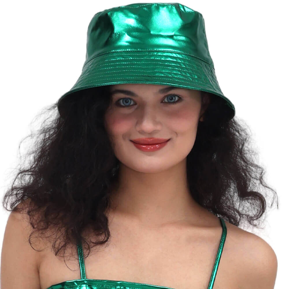Vintage British Patent Leather Small Brim Bucket Hat | Gthic.com