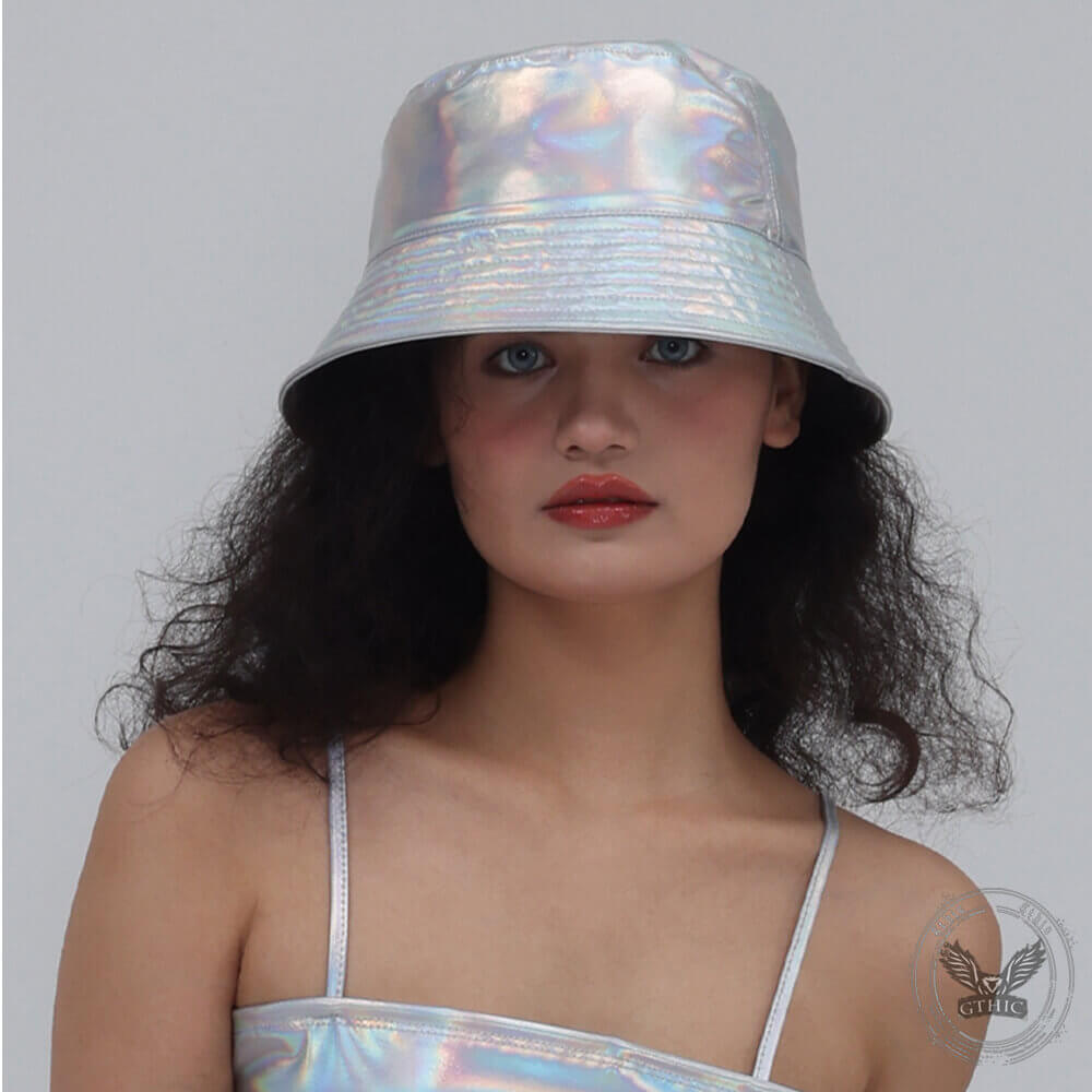 Vintage British Patent Leather Small Brim Bucket Hat | Gthic.com