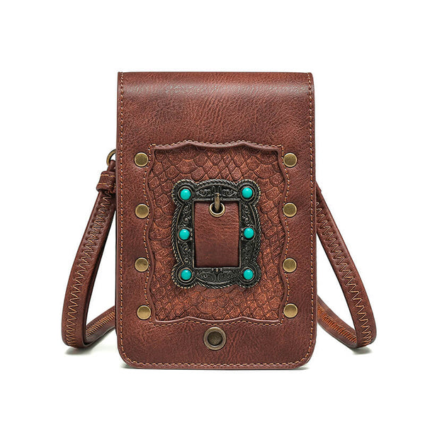 Vintage Brown Leather Crossbody Bag | Gthic.com