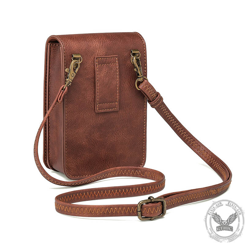 Vintage Brown Leather Crossbody Bag | Gthic.com