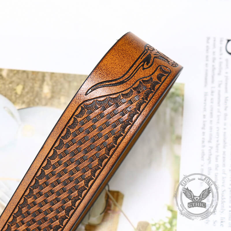 Vintage Bull Head Western Cowboy PU Leather Belt