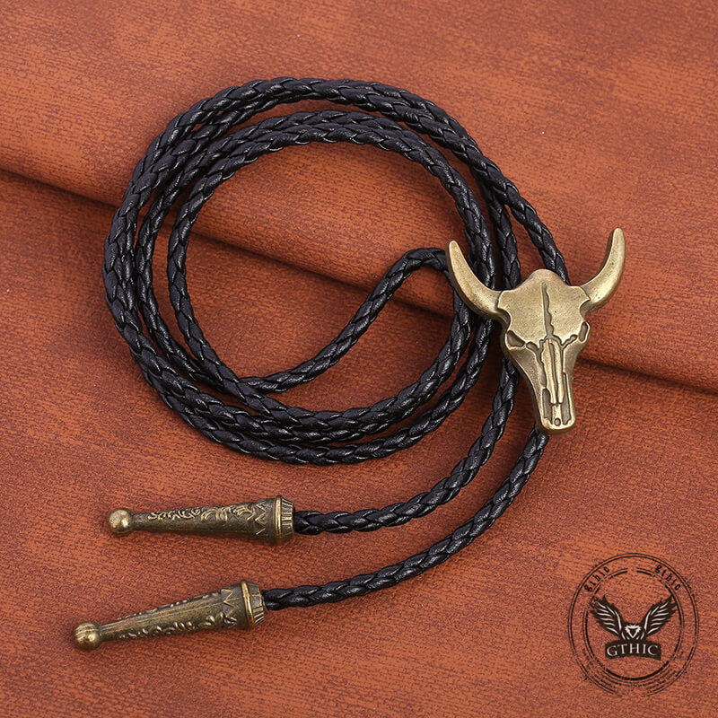 Vintage Bull Skull Western Cowboy Alloy Bolo Tie 02 | Gthic.com