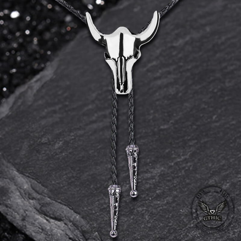 Vintage Bull Skull Western Cowboy Alloy Bolo Tie 03 | Gthic.com
