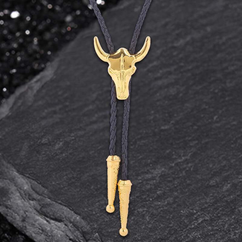Vintage Bull Skull Western Cowboy Alloy Bolo Tie