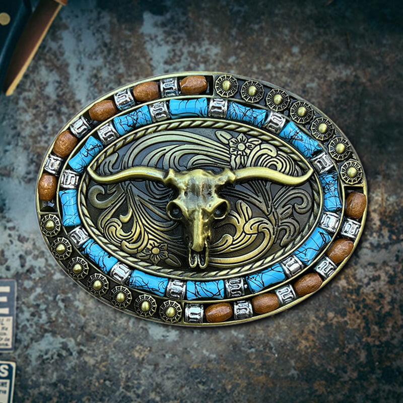 Vintage Bull Skull Zinc Alloy Belt Buckle | Gthic.com