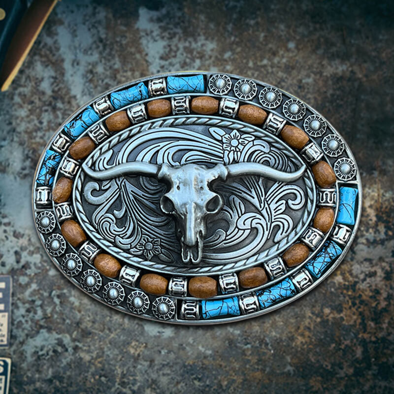 Vintage Bull Skull Zinc Alloy Belt Buckle | Gthic.com