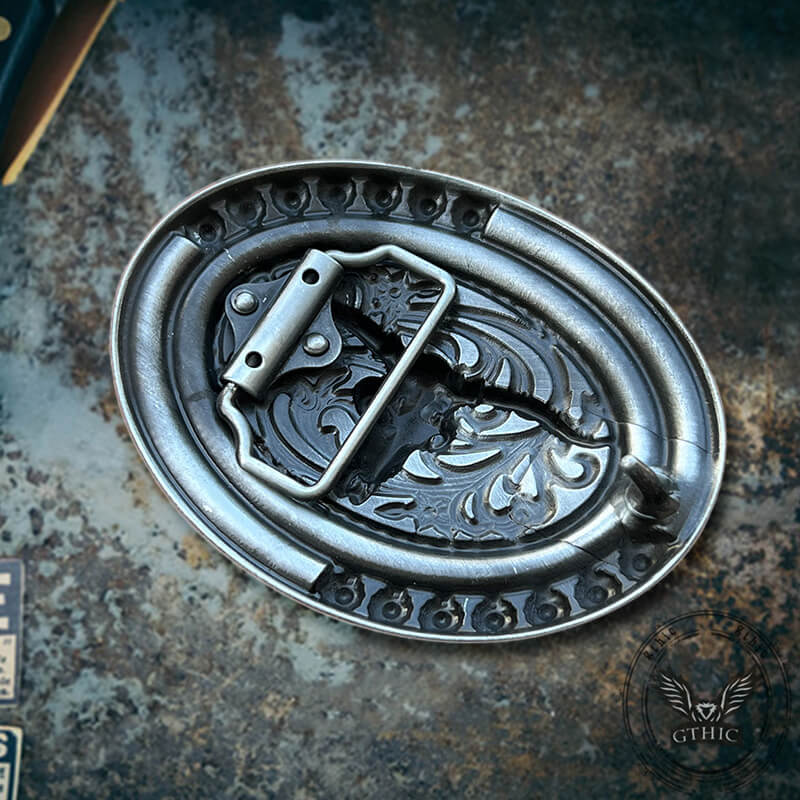 Vintage Bull Skull Zinc Alloy Belt Buckle | Gthic.com