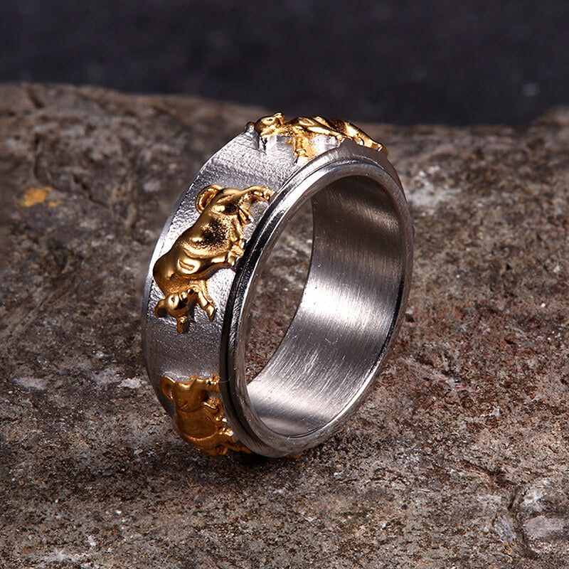 Vintage Bull Stainless Steel Spinner Ring