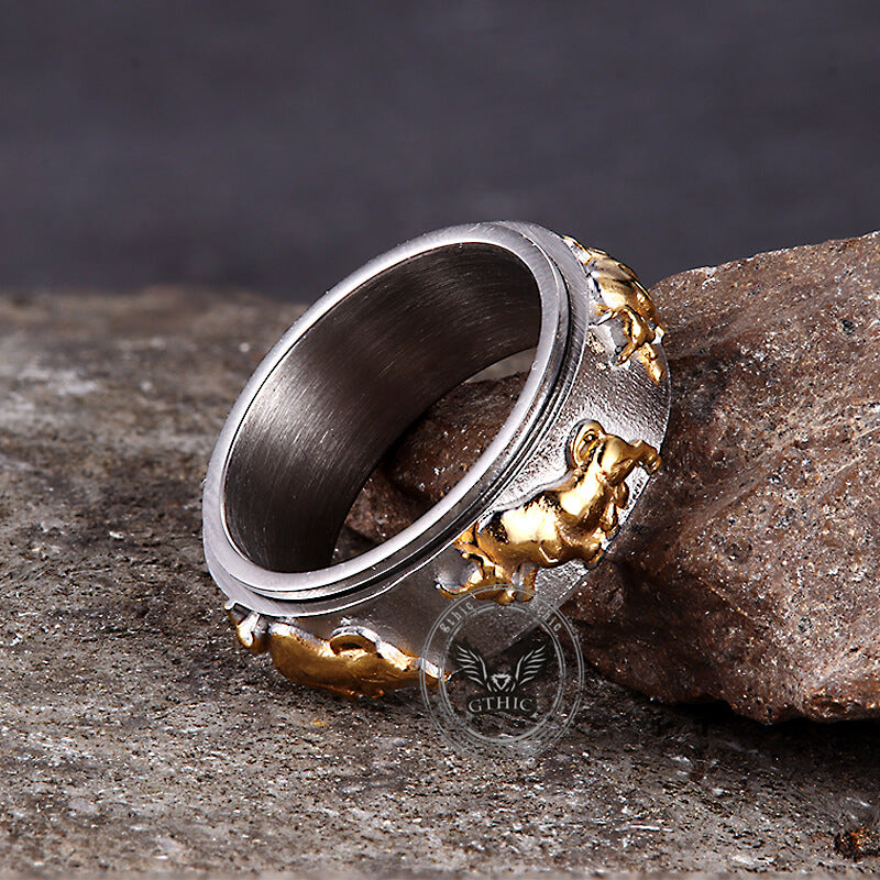 Vintage Bull Stainless Steel Spinner Ring