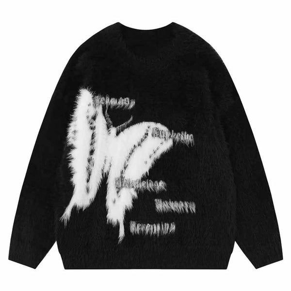 Vintage Butterfly Gothic Letters Sweater