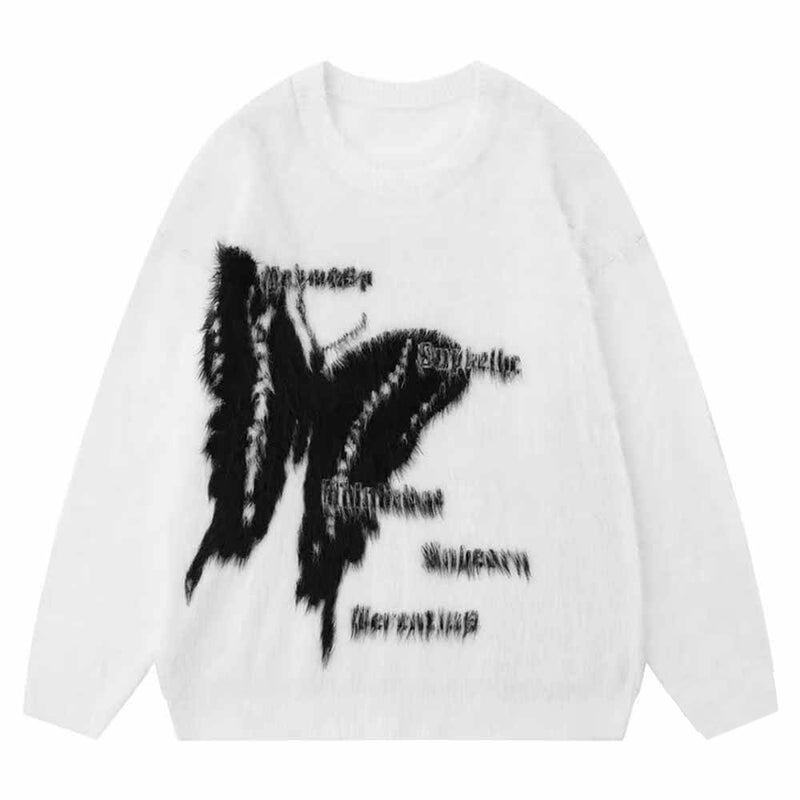 Vintage Butterfly Gothic Letters Sweater