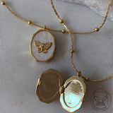 Vintage Butterfly Shell Openable Locket Copper Necklace | Gthic.com