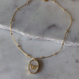 Vintage Butterfly Shell Openable Locket Copper Necklace | Gthic.com