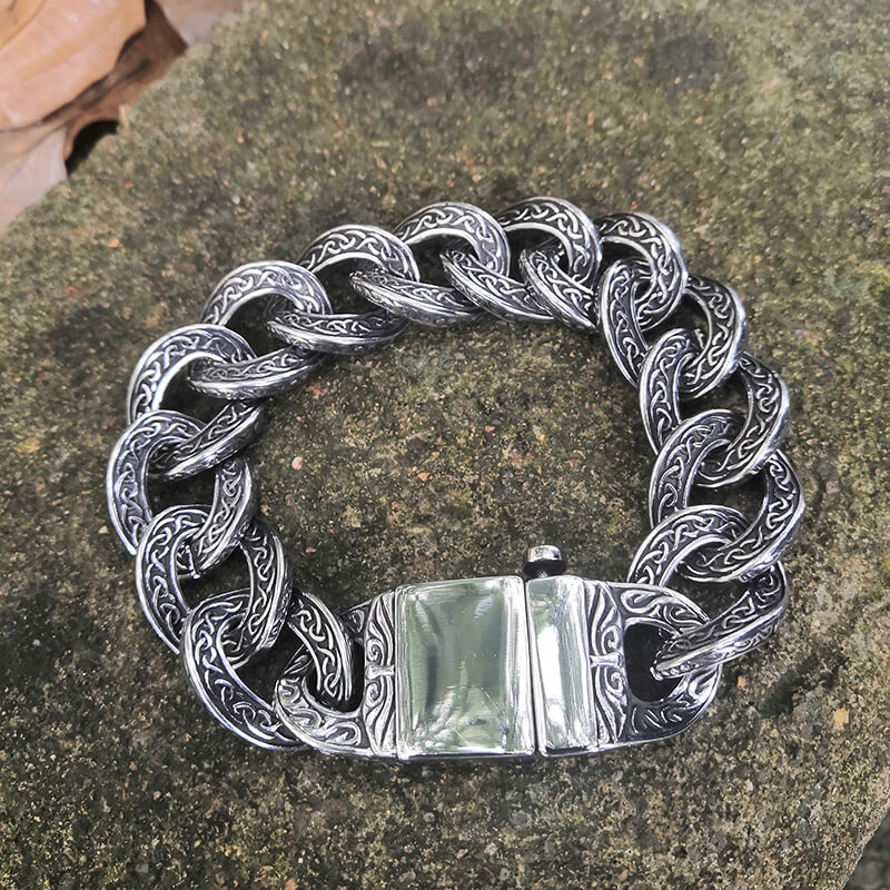 Vintage Carve Pattern Stainless Steel Bracelet | Gthic.com