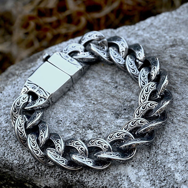 Vintage Carve Pattern Stainless Steel Bracelet | Gthic.com