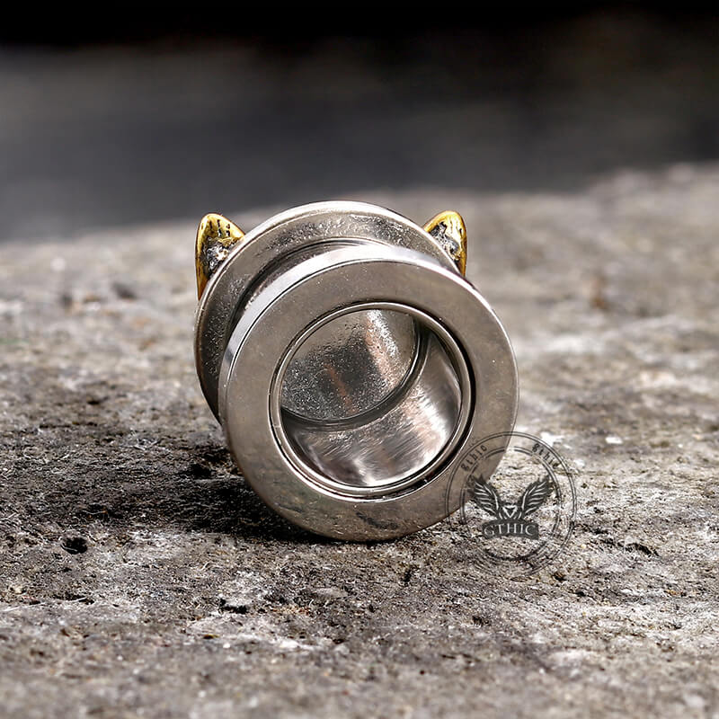 Vintage Cat Head Stainless Steel Ear Gauges | Gthic.com