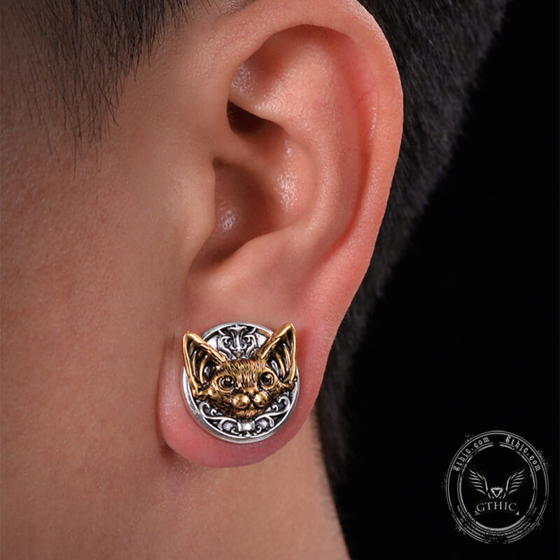 Vintage Cat Head Stainless Steel Ear Gauges | Gthic.com