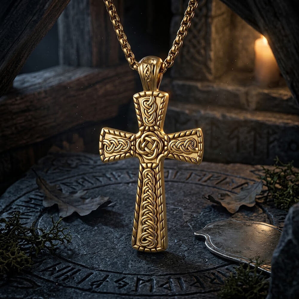 Vintage Celtic Knot Cross Stainless Steel Viking Pendant | Gthic.com