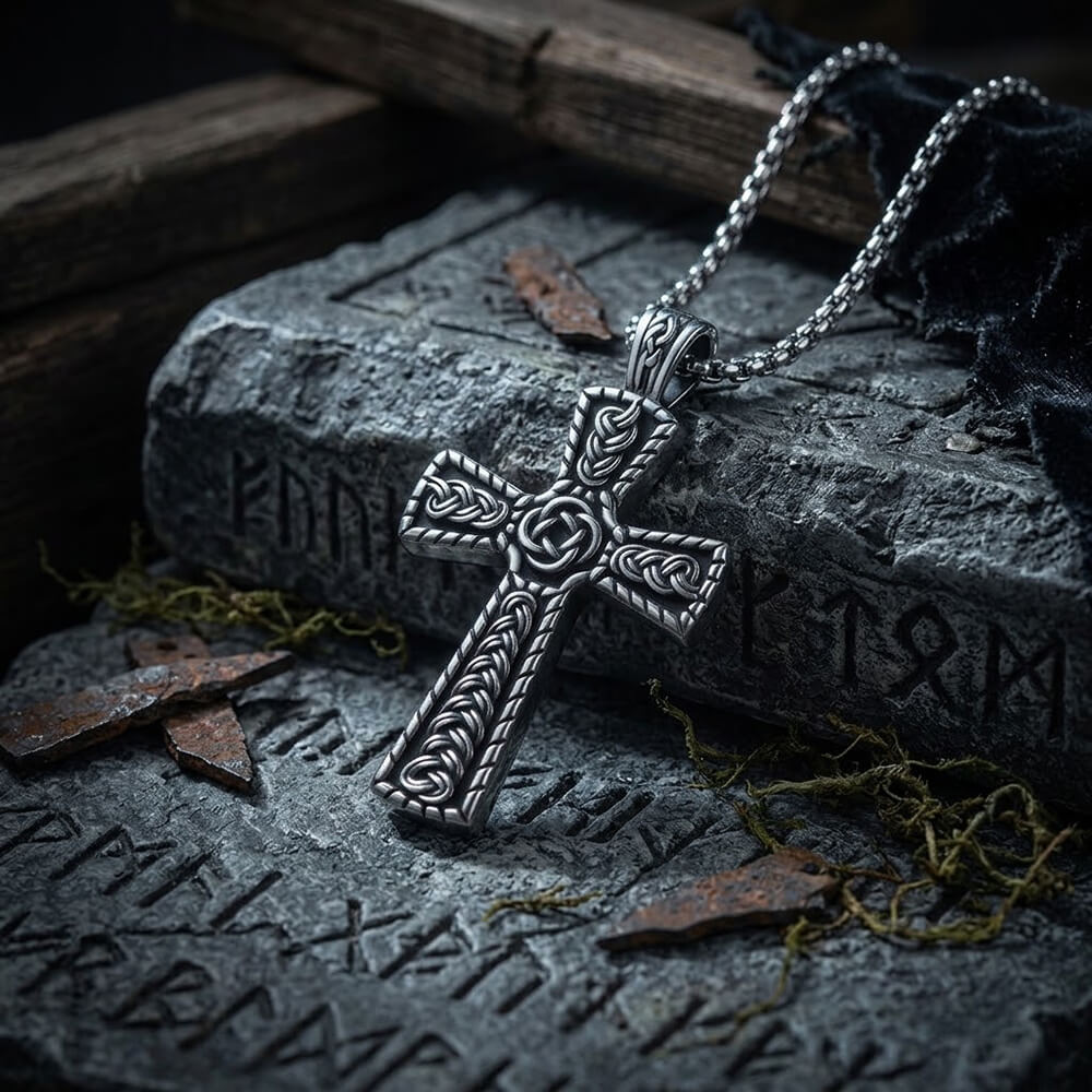 Vintage Celtic Knot Cross Stainless Steel Viking Pendant | Gthic.com