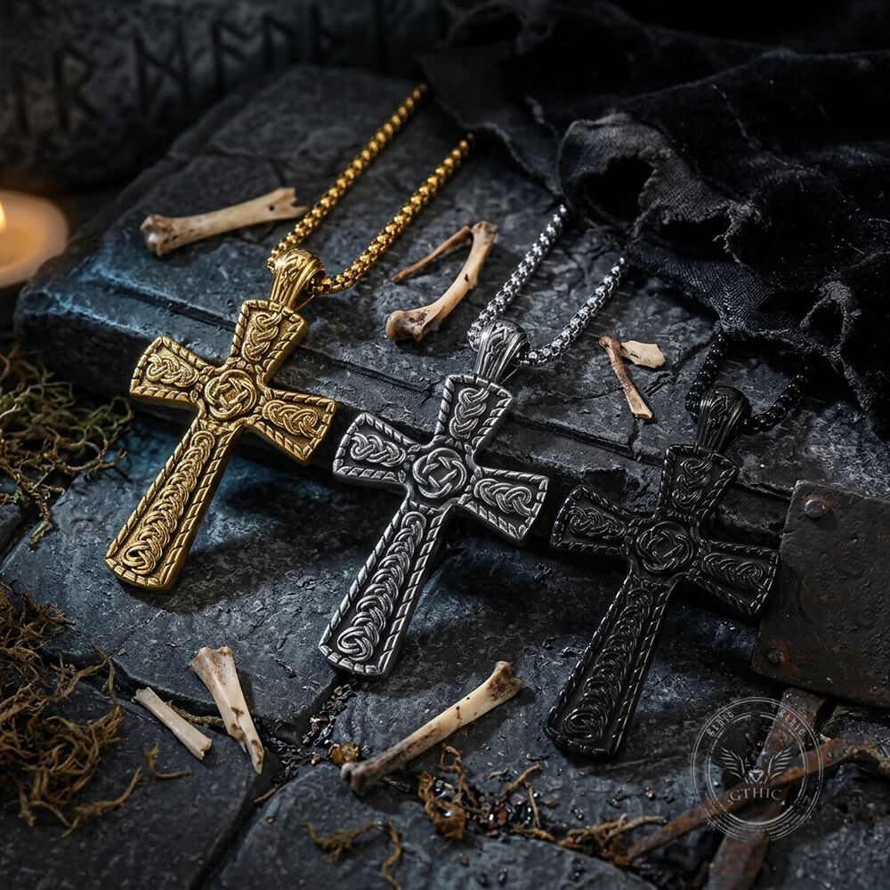 Vintage Celtic Knot Cross Stainless Steel Viking Pendant | Gthic.com