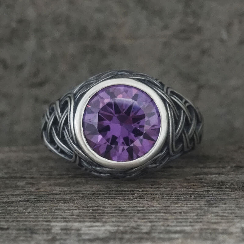 Vintage Celtic Knot Gemstone Sterling Silver Ring
