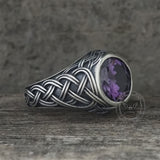 Vintage Celtic Knot Gemstone Sterling Silver Ring