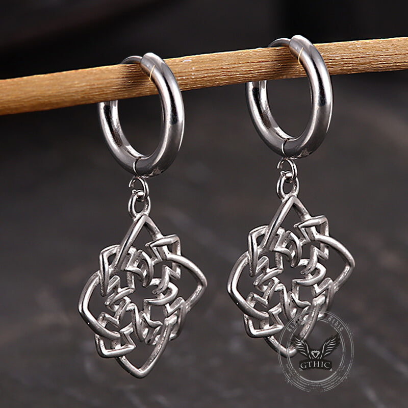 Vintage Celtic Knot Stainless Steel Drop Earrings | Gthic.com