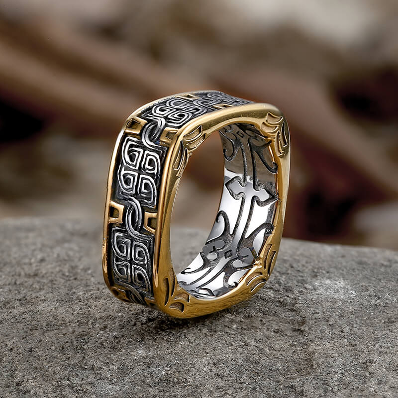 Auriselle Heren Viking Ring met Ankervorm houtsnijwerk patroon, open verstelbare Retro Punk Gothic sieraden, Unisex Vintage verjaardag kerstcadeau voor mannen jongens dames Auriselle Heren Viking Ring met Ankervorm houtsnijwerk patroon, open verstelbare Retro Punk Gothic sieraden, Unisex Vintage verjaardag kerstcadeau voor mannen jongens dames