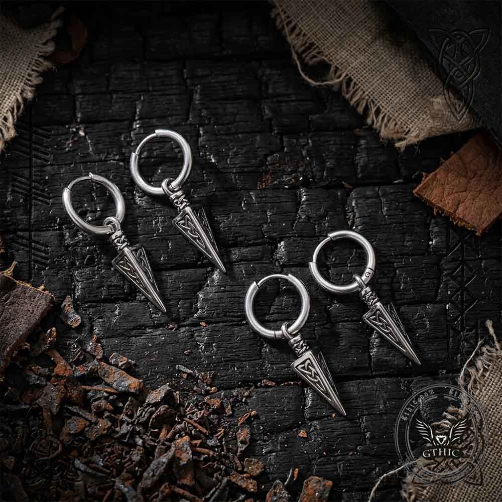 Vintage Celtic Knot Triangle Stainless Steel Earrings | Gthic.com